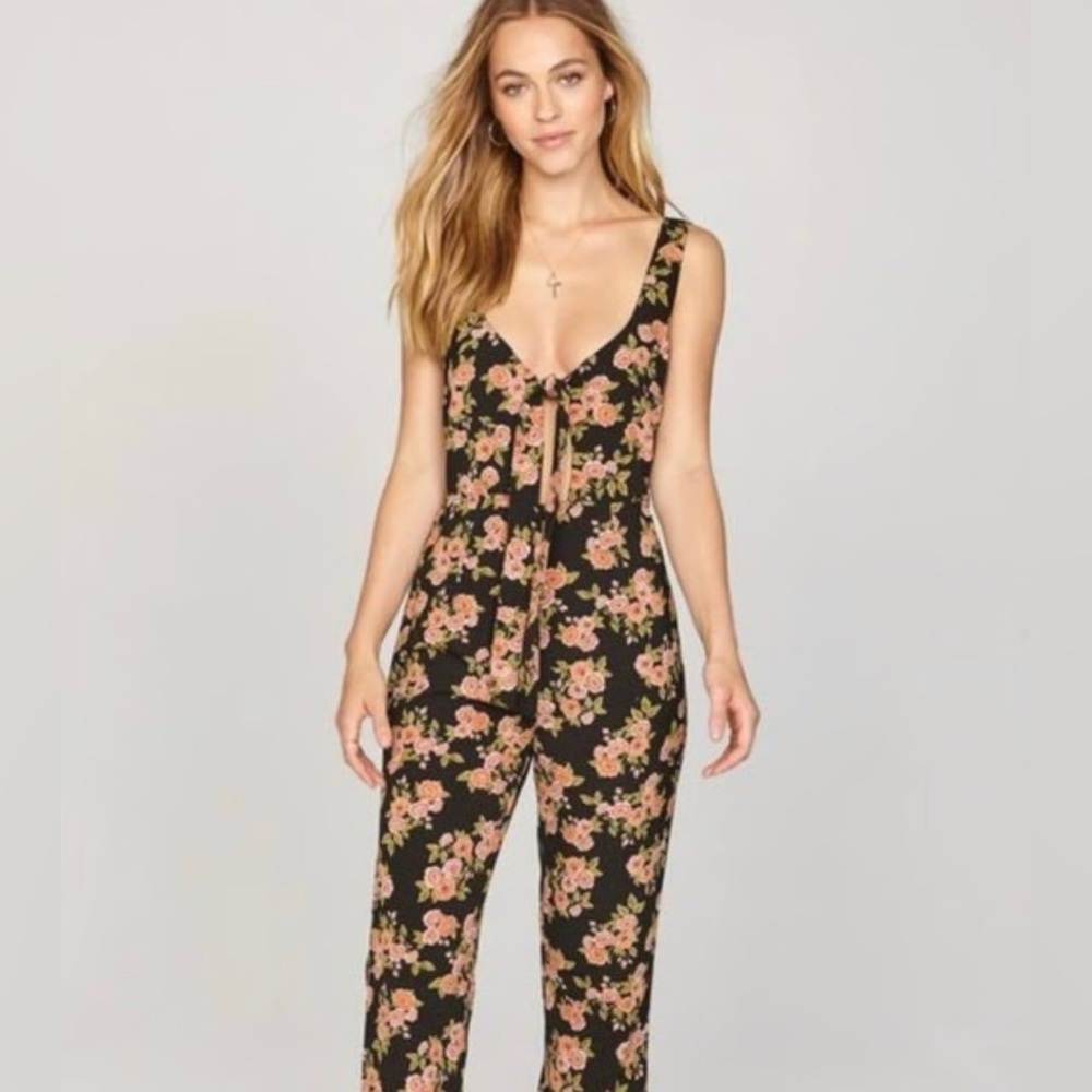 Amuse Society Black Floral Jumpsuit
